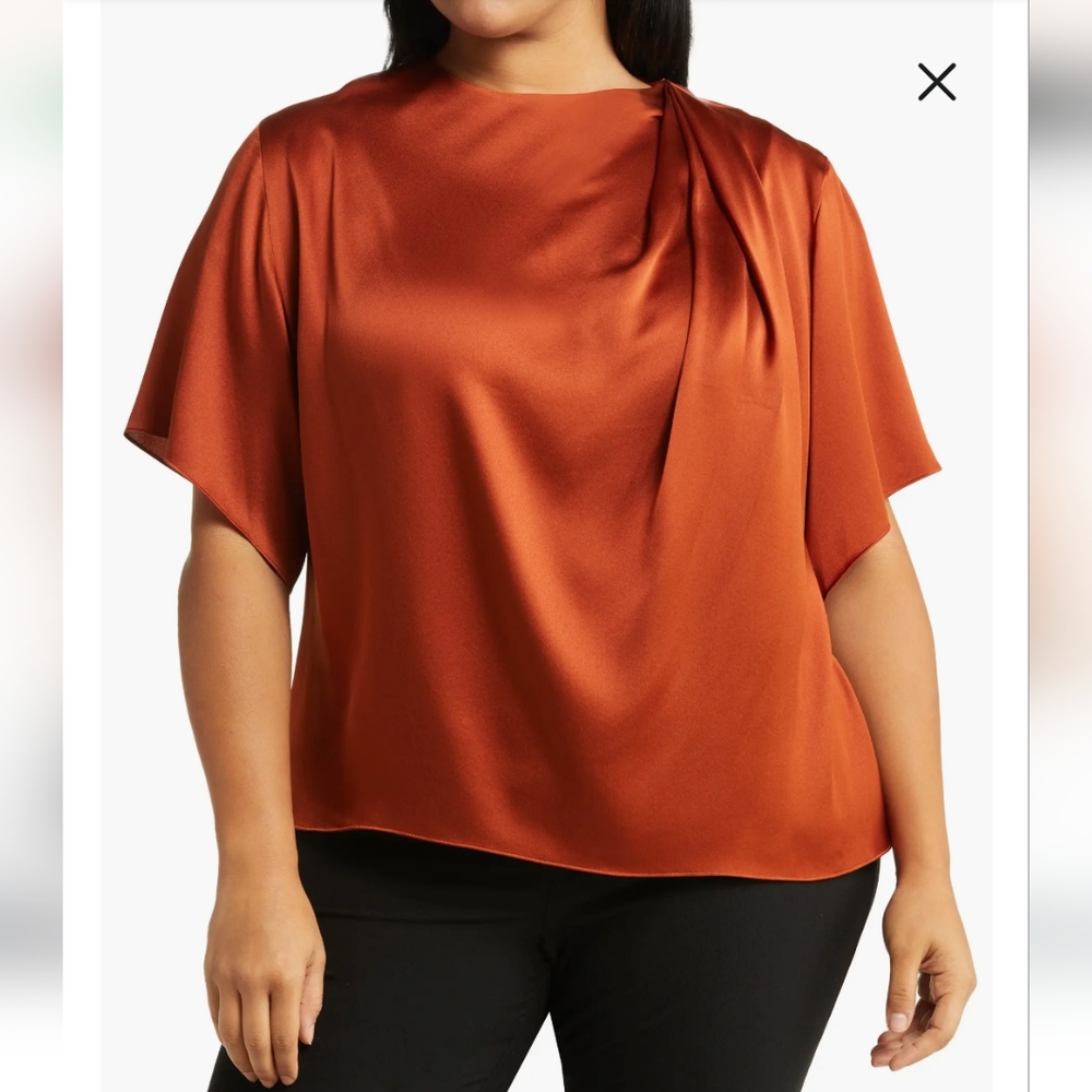 NWT Copper Silk Drape Top by Vince 1X